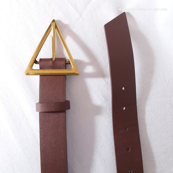 Womens Fashion Belt with Triangle Buckle Small Waist Wide Coffee Brown Strap" - Picture 6 of 10